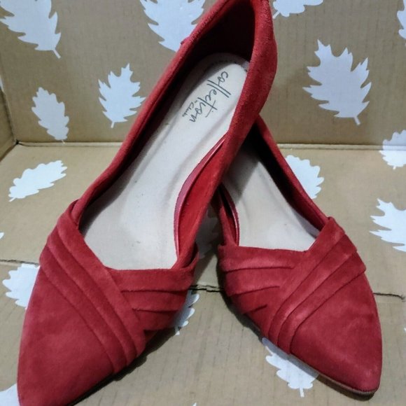 Collections by Clarks Linvale Grand Red Suede Pump Pointed 6.5 ~ New without Box - Picture 1 of 12